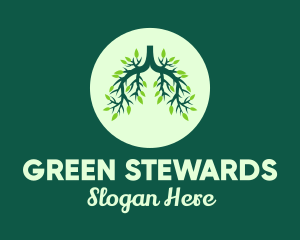 Green Forest Tree Lungs logo design