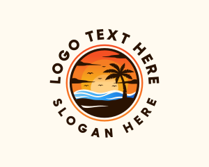 Tropical Sunset Palm Tree logo