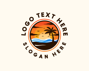 Tropical Sunset Palm Tree Logo