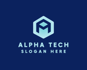 Tech Hexagon Letter A logo design