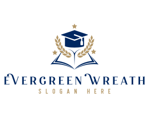 Graduation Book Wreath logo design