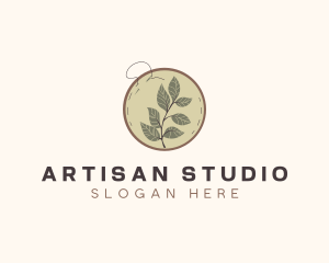 Botanical Leaf Embroidery logo design