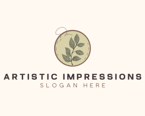 Botanical Leaf Embroidery logo design