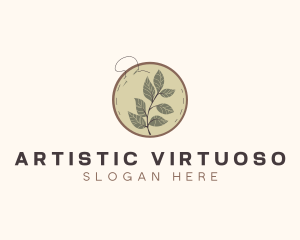 Botanical Leaf Embroidery logo design