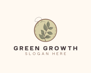 Botanical Leaf Embroidery logo design