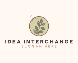 Botanical Leaf Embroidery logo design