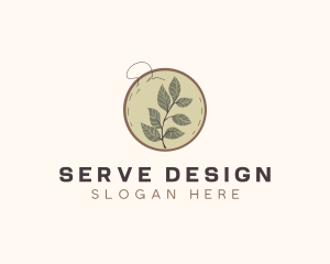 Botanical Leaf Embroidery logo design