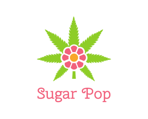 Cannabis Pink Flower logo design