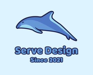 Blue Diving Dolphin logo design