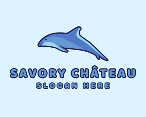 Blue Diving Dolphin logo design