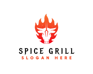 Grill Barbecue Cow logo design