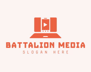 Laptop Play Button logo design