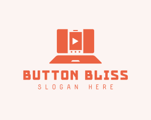 Laptop Play Button logo design