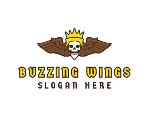 Skull Crown Wing logo design