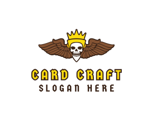 Skull Crown Wing logo design