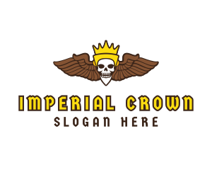 Skull Crown Wing logo design