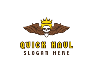 Skull Crown Wing logo design