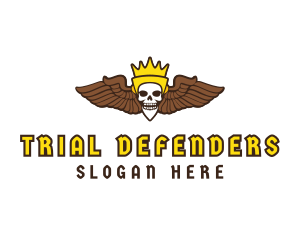 Skull Crown Wing logo design