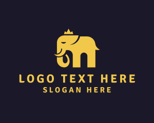 Crown Elephant Animal logo design