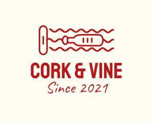 Wine Bottle Corkscrew logo design