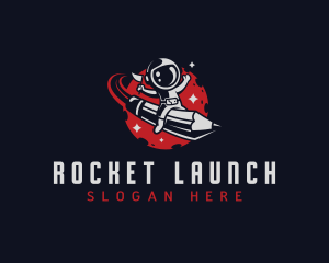 Rocket Pencil Astronaut logo design