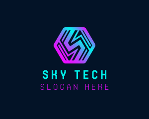 Futuristic Tech Letter S logo design