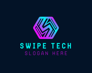 Futuristic Tech Letter S logo design