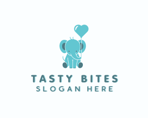 Cute Balloon Elephant Logo