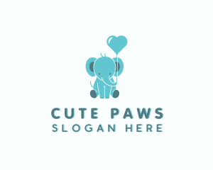 Cute Balloon Elephant logo design