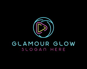 Glowing Play Button logo design