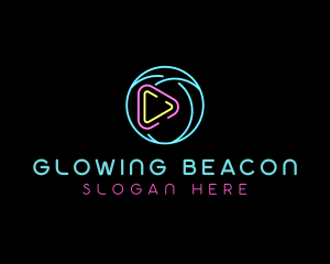 Glowing Play Button logo design