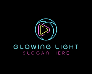 Glowing Play Button logo design