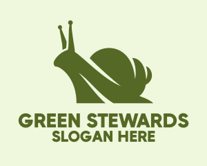 Green Silhouette Snail  logo design