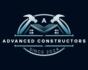 Roof Contractor Hammer logo design