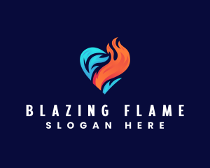 Flame Cooling Heart logo design