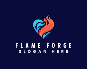 Flame Cooling Heart logo design