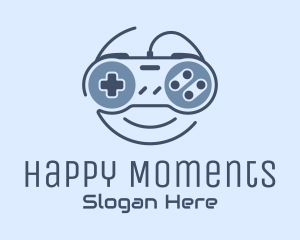 Blue Monoline Gamepad Smile logo design