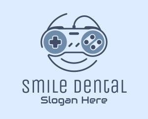 Blue Monoline Gamepad Smile logo design