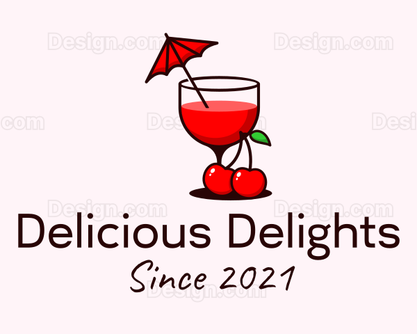 Cherry Cocktail Drink Logo