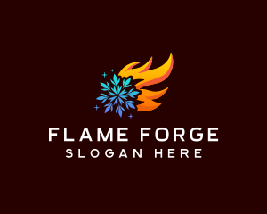 HVAC Snowflake Flame logo design