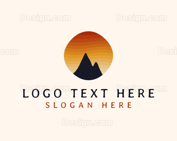 Sunset Stripe Mountain Peak Logo