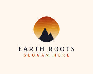 Sunset Stripe Mountain Peak logo design