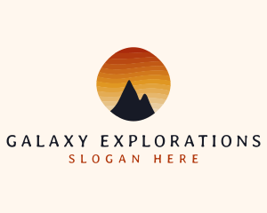 Sunset Stripe Mountain Peak logo design