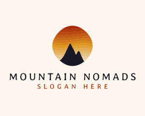 Sunset Stripe Mountain Peak logo design