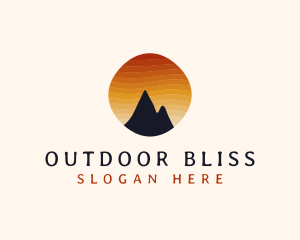 Sunset Stripe Mountain Peak logo design