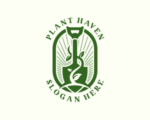 Shovel Gardening Plant logo design