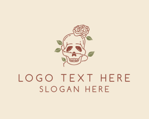 Skull Flower Vine Logo
