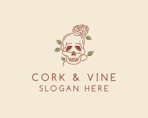 Skull Flower Vine logo design