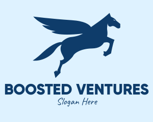 Blue Flying Pegasus  logo design