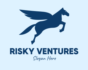 Blue Flying Pegasus  logo design